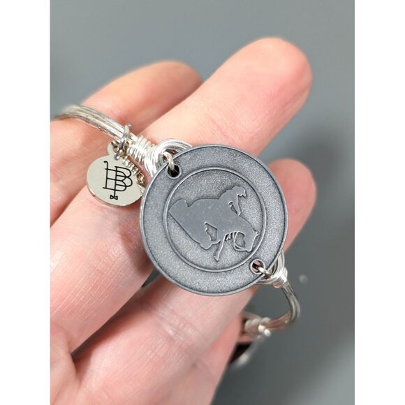 Bourbon and Boweties Horse Equestrian Polo Bangle Bracelet 7.5 in Silver Tone - Picture 5 of 10